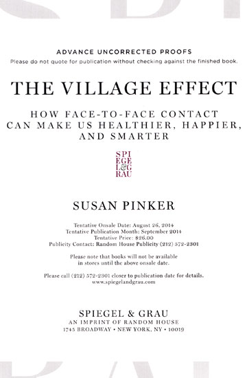 Cover of The Village Effect - Advanced reader copy