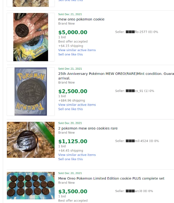 More Pokemon Oreo eBay listings